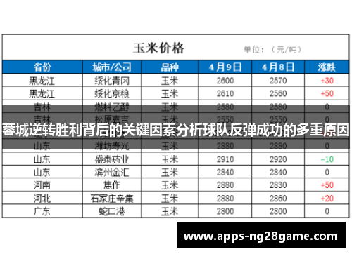 蓉城逆转胜利背后的关键因素分析球队反弹成功的多重原因